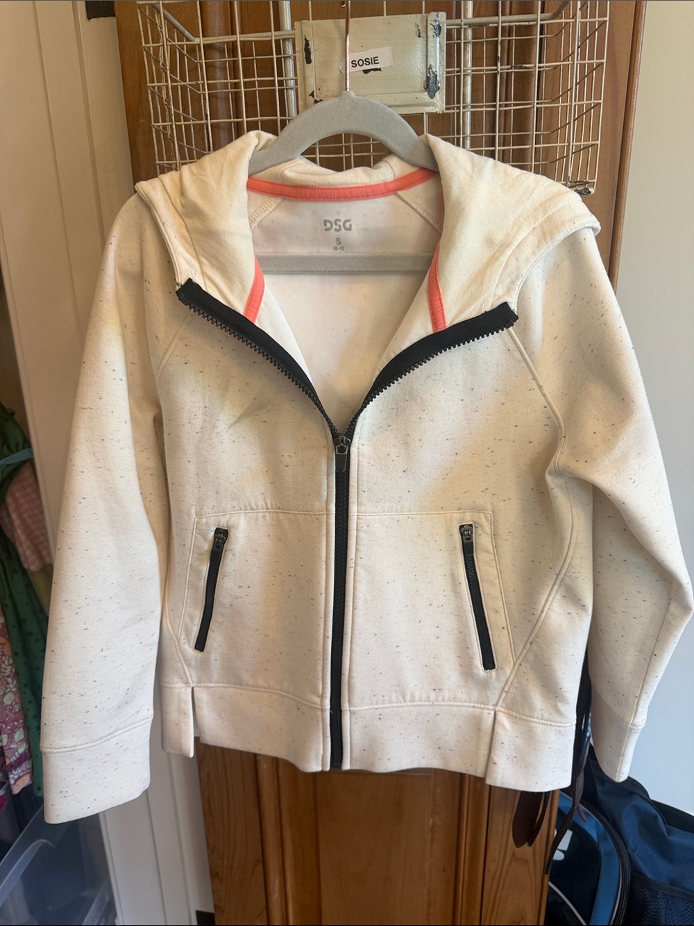 DSG Cream Hooded Zip Jacket with Coral Trim